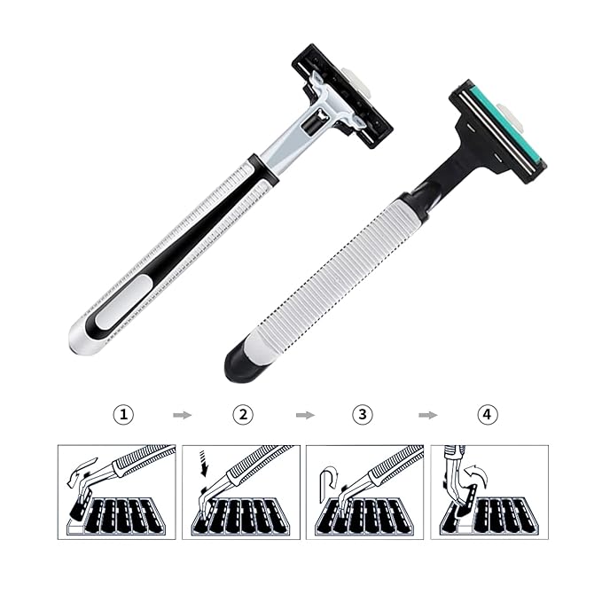 Razors for men Shaving,2-Blade mens Razor Includes 1 Handles and 30 Replaceable razor head, Non-Slip Travel Carry Shaver for men Pack