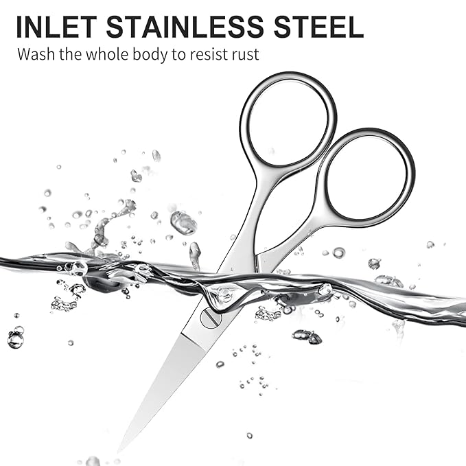 Small Scissors, Eyebrow Scissors, Nose Hair Scissors, Professional Grooming Scissors for Hair, Eyelashes, Nose, Eyebrow Trimming, Mustache. -AsonTao (Small scissors -Tip design)