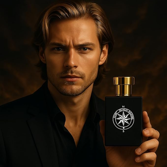 Men's Cologne, Eau de Toilette with Amber, Mandarin, Black Pepper, Iresh notes, Compass Design, Gold Cap, Black Bottle, Long Lasting Perfume for Men 50ml / 1.7 fl.oz