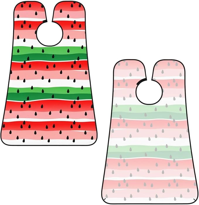 Non-Stick Beard Shaving Bib, Hair Catcher Apron with Suction Cups, Waterproof Grooming Tool for Men Husband, Watermelon Red Green Stripes Shave Bib