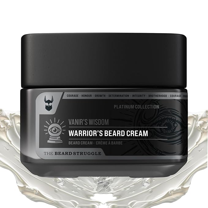 Beard Cream for Men by Beard Struggle -Vanir's Wisdom Beard Butter, Moisturizer & Softener for Men - Itch Relief, Hydration with Avocado & Jojoba Oils - Beard, Mustache & Corase Growth Cream, 50g