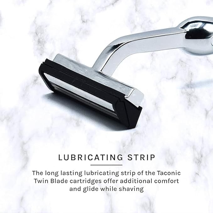 Taconic Shave, Heavyweight All Metal Non-Pivoting Twin Blade Cartridge Razor Compatible with GIllette Trac II, Personna, and Taconic Refills - 10 Cartridges Included