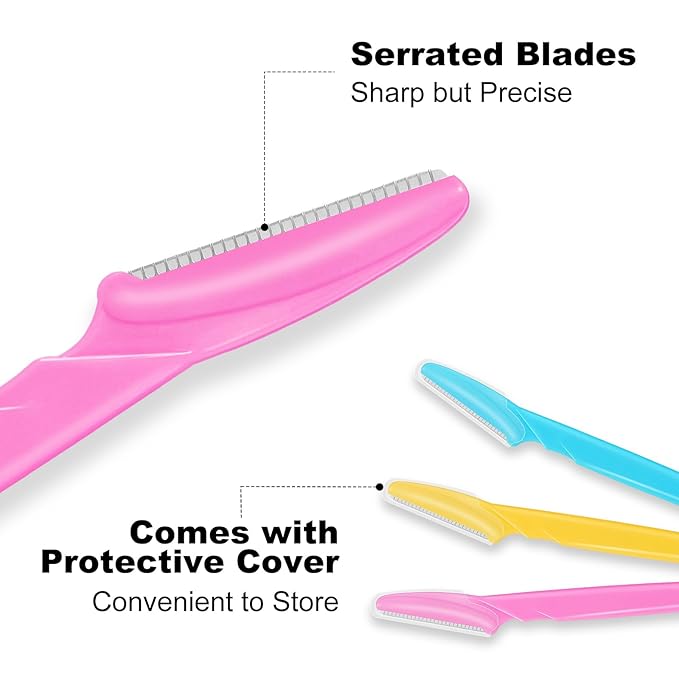 30 Pcs Eyebrow Razors Bulk Multicolor Face Razor Multipurpose Facial Razor Dermaplaning Tools for Women Men Eyebrow Trimmers Shaver with Protective Cover, Hair Removal Tools for Face Body Use