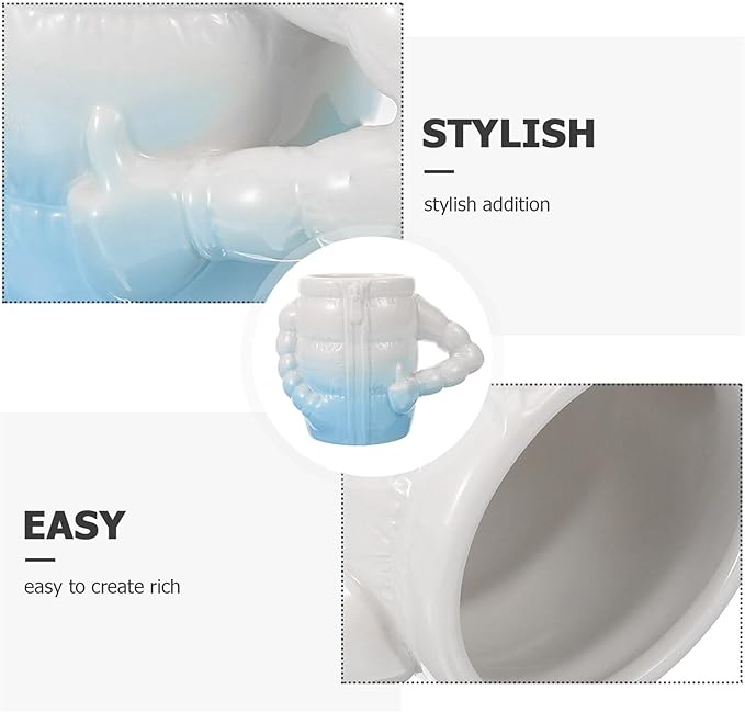 Ceramic Shaving Soap Bowl for Men with Blue Porcelain Cup Quick Lather Shave Mug Household Shaving Supplies and Beard Grooming