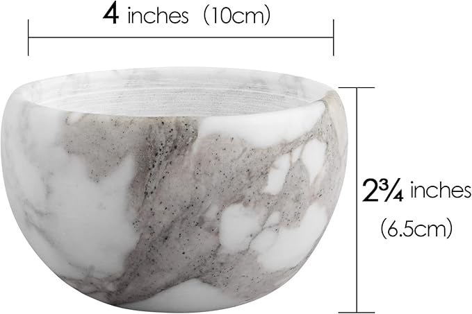 Linkidea Marble Shaving Bowl, Modern Marble Shaving Cream Cup, Large Capacity, 4" x 2" (10cm x 6.5cm), Shave Soap Bowl