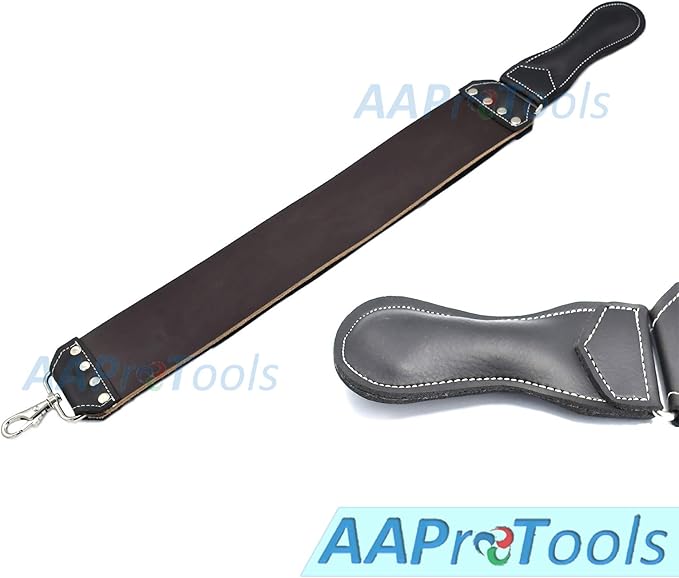 Handmade Premium Leather Razor Strop Brown and Black 3" x 20" Barber Straight Razor and Knife Twin Sharpening Strop/Strap