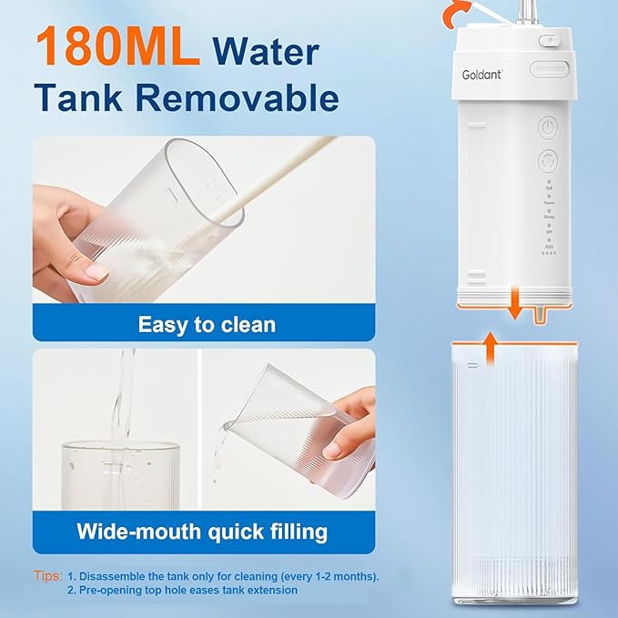 2026 New Portable Water Flosser for Teeth, 4 Modes & 4 Intensity Levels, Mini Small Design with Exquisite Travel Case, Removable Tank, IPX7 Waterproof, Cordless Dental Oral Irrigator (White)