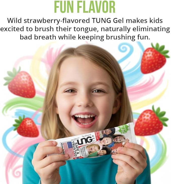 Tongue Cleaner Gel for Kids, Kids Tongue Cleaner Paste, Children's Tongue Scraper, Childs Tongue Scrubber, Fight Bad Breath, Made in USA (Set of 2)