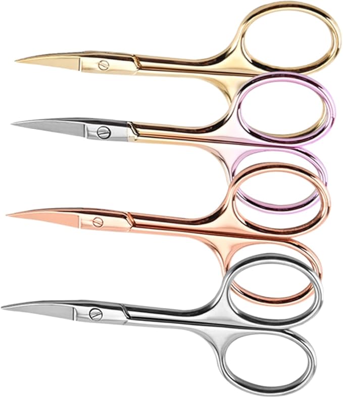 Angoily 8pcs Men Beard Scissors Mustache Scissors Barber Shop Shears Nose Hair Trimmer Precision Cutting Random Color