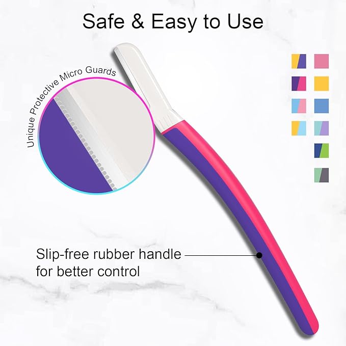 Dermaplane Razor, Face Razors for Women, Dermaplaning Tool, 1 Reusable Handle with 19 Microblades for Face, Gentle Exfoliation & Facial Peach Fuzz Removal for Smoother Skin, Fuchsia