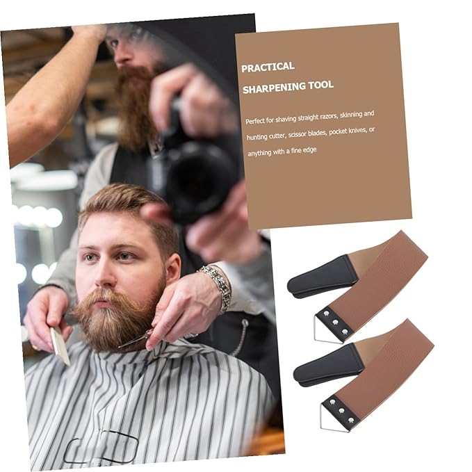 Double-sided Leather Razor Strop 2pcs Manual Shaver Sharpening Cloth for Barbers and Home Use Random Color Practical Dual-sided Sharpening Tool