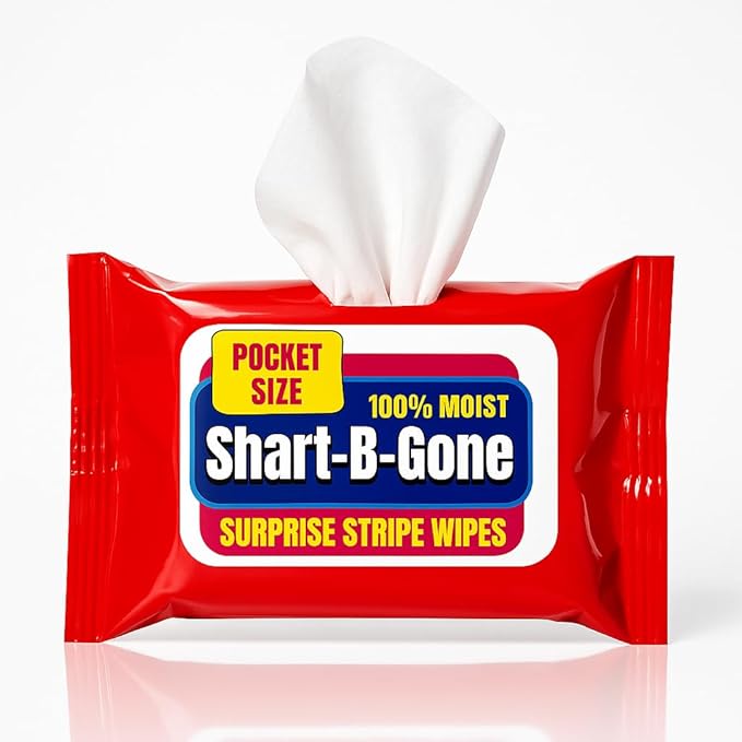 Shart Be Gone Surprise Stripe Wipes - Funny Moist Wipes for Teens and Adults - Travel Size Gag Gift for Teens - Fun Small Stocking Stuffers