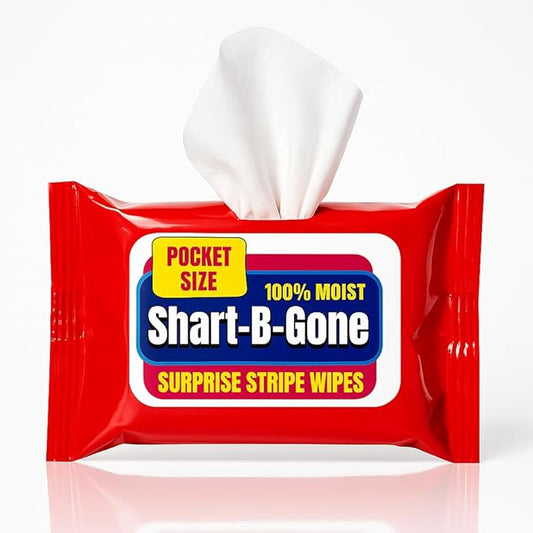 Shart Be Gone Surprise Stripe Wipes - Funny Moist Wipes for Teens and Adults - Travel Size Gag Gift for Teens - Fun Small Stocking Stuffers