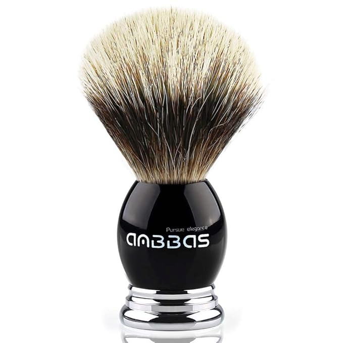 Anbbas Silvertip Badger Shaving Brush,Black Resin & Alloy Handle for Men Wet Shave,Pure Badger Hair,No Hair Shedding,No Terrible Smell