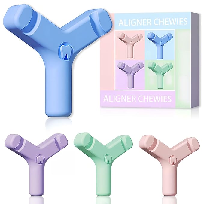 Aligner Chewies for Invisalign,4 PCS Medical Grade Silicone Orthodontic Chompers