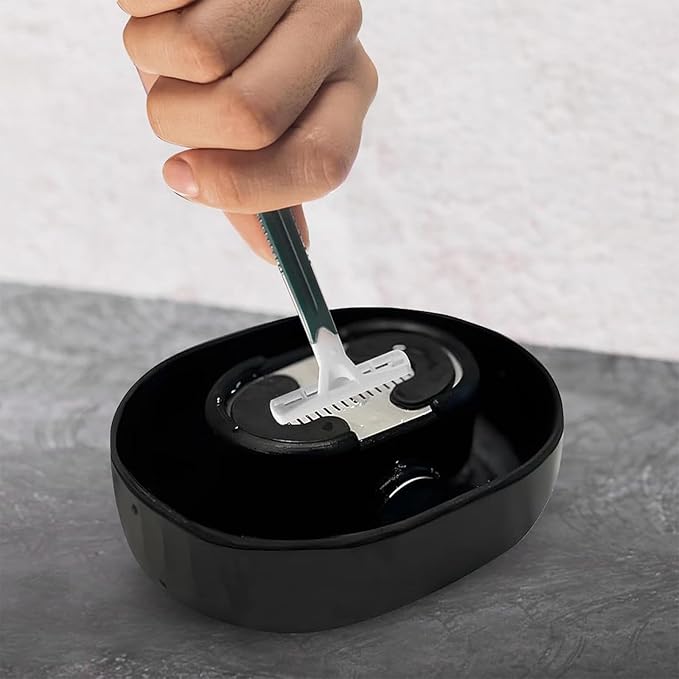 1 Pack Razor Rinser, Manual Push-Type Razor Rinser, Shaving Razor Rinser Cleaner, Clean Your Razor Efficiently, Save Water, and Ditch The Sink, with 1 Shaver and 1 Shaving Cream, Black