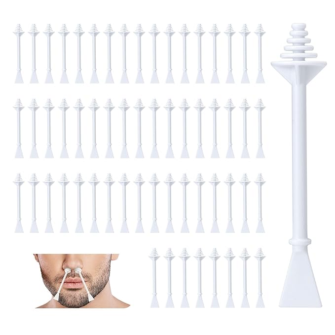 Nose Hair Wax Sticks, 60 Pcs Nose Wax Applicator Sticks with Disposable Spatulas, Nose Hair Removal & Nostril Cleaning, Nose Ear Hair Removal Wax for Men Women, Painless