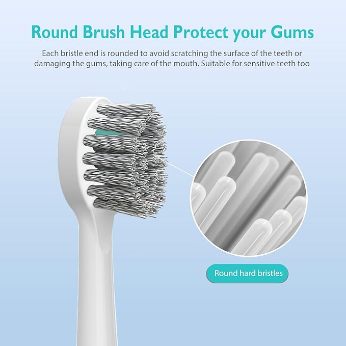Replacement Brush Heads for Water Pick Sonic Fusion 2.0 - Flossing Toothbrush Head for Water pik with Color-Coded Rings & Hygienic Caps - 3 Pack White Hard Bristles - Compact Size