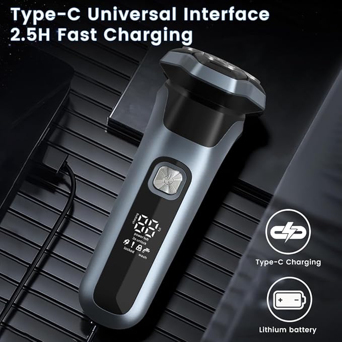 Electric Razor for Men, Electric Shaver for Men Face, 4D Blades with Pop Up Trimmer Waterproof Wet Dry Rechargeable Travel Shaver