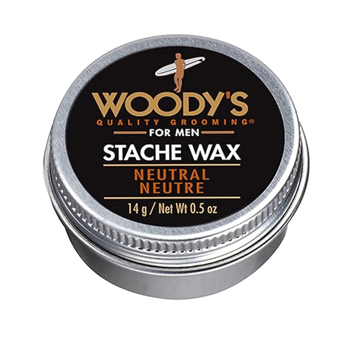 Woody's Mustache Wax - Strong Hold Stache Beard Styling Wax for Men, Tames Unruly Facial Hair, Neutral Finish, Non-Greasy, Long-Lasting Control, 0.5 oz