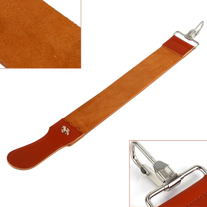 Leather Strop, Genuine Leather Shaving Sharpener Sharpening Belt Paddle Strop Double Sided for Folding Knife Shave Strap
