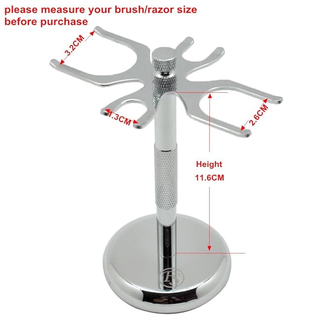 Deluxe Stainless Steel 4 Prong Safety Razor and Shave Brush Stand Drip Stand