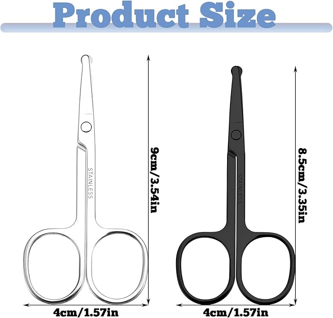 4 Pcs Nose Hair Scissors, Rounded Tip Eyebrow Scissors Stainless Steel Blunt Tip Trimmer Will Not Hurt the Nasal Cavity for Nose Eyebrow Eyelashes Trimming Mustache Beard Grooming
