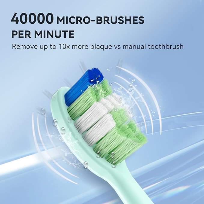 JTF Sonic Electric Toothbrush for Adults: 5 Modes with Smart Timer for Deep Cleaning & Whitening, 2 Brush Head Types for Sensitive Teeth, Gums & Braces, Travel-Friendly Case and Wireless Charging Base