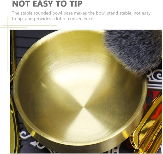 Stainless Steel Shaving Soap Bowl with Foaming Function for Men, Sturdy Shaving Bubbling Vessel, Gold Simple Soap Cup for Home and Barber Use