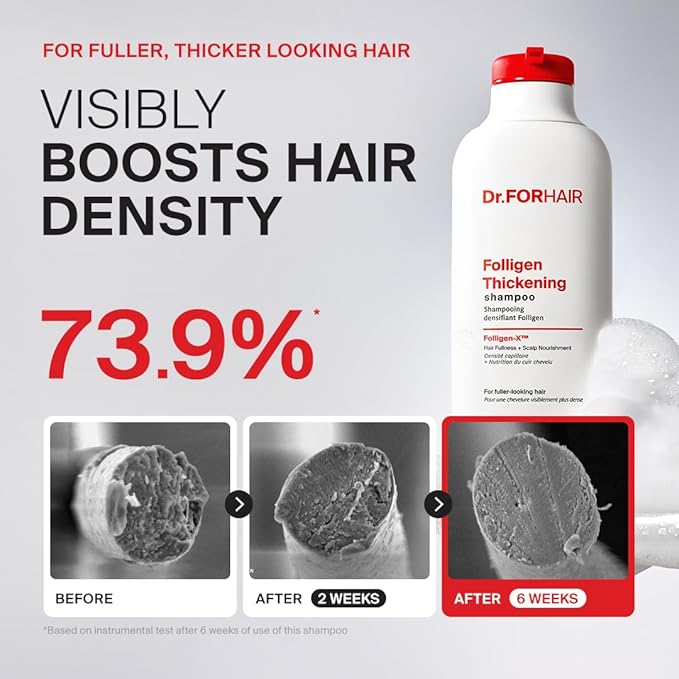DR.FORHAIR Folligen Thickening Shampoo 16.9 oz | Biotin, Salicylic Acid & Rosemary | Volumizing Formula for Fuller-Looking Hair