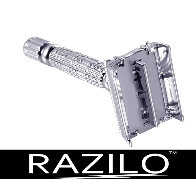 Ultimate Butterfly Safety Razor - Heavy Duty Twist To Open Double Edge Safety Razor for Men; Shaving Kit with Mirrored Travel Case and Stainless Steel Double Edge Blade
