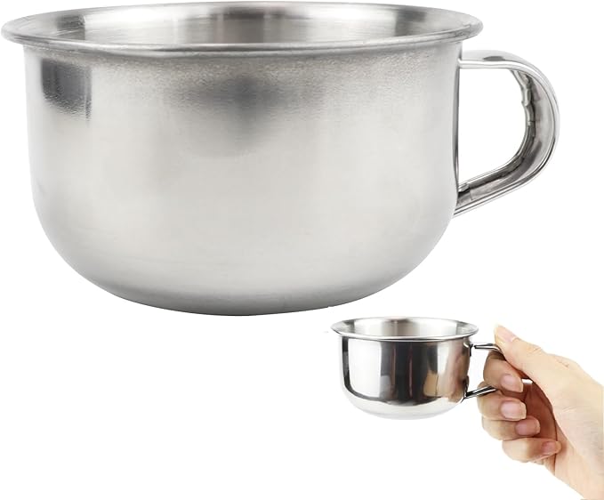 DOERDO Shaving Soap Mug Bowl, 3.5 Inch Stainless Steel Cup with Handle, Shaver Razor Cleansing Foam Tool, 200ML