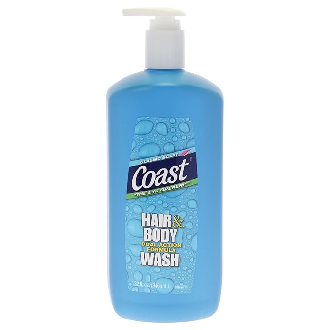 Coast 2-in-1 Hair and Body Wash - Rich Foamy Lather - Clean Rinsing Formula without Drying Out Skin - Dual Action - No Parabens or Phthalates - 18 oz