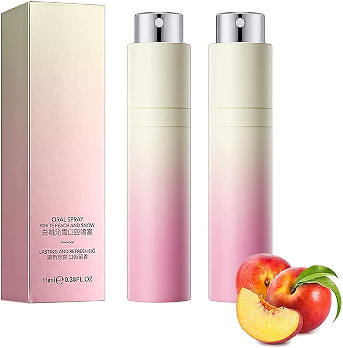 Ujicde 2PCS Canada Polumna Fissured Tongue Relief Spray, 8ml Breath Freshener Spray, Polumna Fissured Tongue Treatment, Remove Bad Breath and Freshen Breath (Color : Peach)