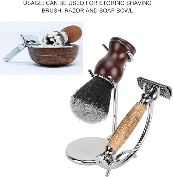 Manual Shaver, Curved Shaving Razor And Brush Stand, Metal Plating Classic Shaving Knife Stand Safety Soap Bowl Manual Razor Stand, Multifunctional Metal Jewelry Necklace Bracelet Storage Rack