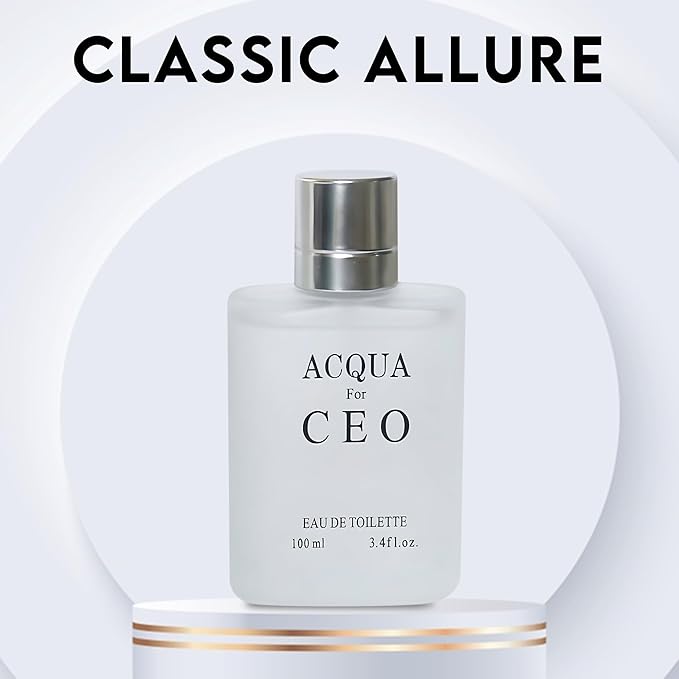 AQUA FOR CEO, Eau De Toilette Spray Perfume, Fragrance For Men- Daywear, Casual Daily Cologne Set With Deluxe Suede Pouch- 3.4 Oz Bottle- Ideal EDT Beauty Gift For Birthday, Anniversary