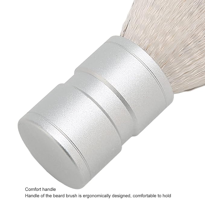 Beard Brush for Men, Stainless Steel Handle Nylon Shaving Brush, Men Shaving Brush for Home and Salon