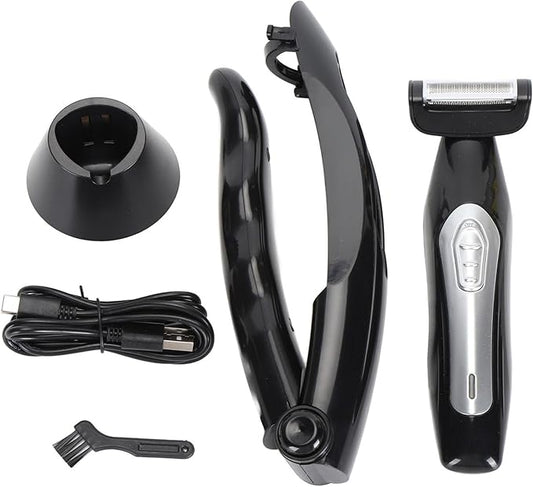 Men Back Trimmer, Body Hair Groomer for Men with Removable Curved Handle Wet Dry Use Extreme Reach for Back Chest Face