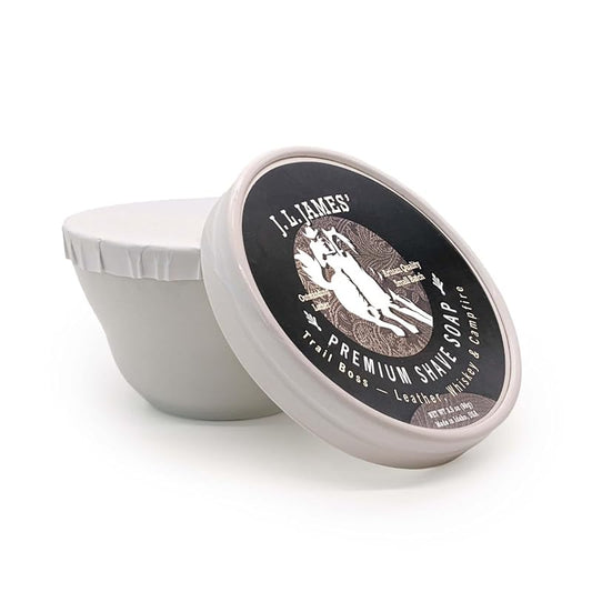 JL James' Premium Shave Soap in Ceramic Bowl Scent: Trail Boss