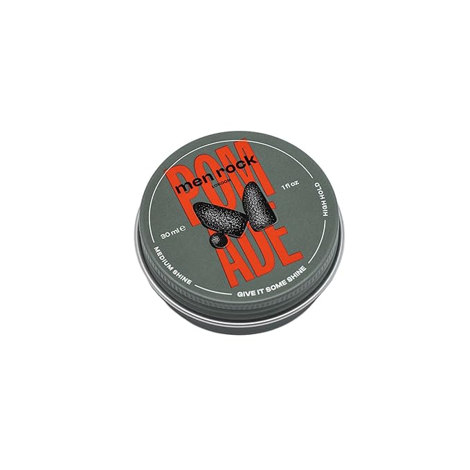 Men Rock Pomade with High Hold and Medium Shine for Slick and Classy Hairstyles, Use on Damp or Dry Hair, Suitable for All Hair Types, 30ml