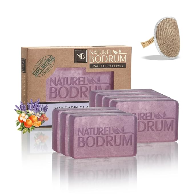 Mandarin and Lavender Organic Soap Bar for Women and Men, Pack of 7 Glycerin Soap Bars - Calming Hyperpigmentation & Pore-Tightening Bar Soap - Natural & Vegan Spa Gift, for All Skin Types