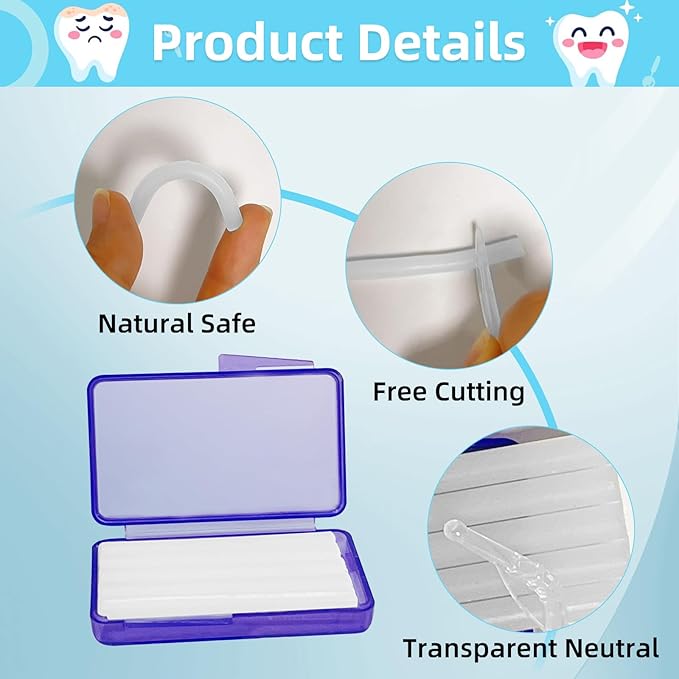 10-Pack Multicolored Dental Wax for Braces, 50-Strip Set of Unscented, Flavorless Orthodontic Wax, Teeth Braces & Aligners Care, Bracket Covers, Lip Protectors & Oral Appliance Accessories