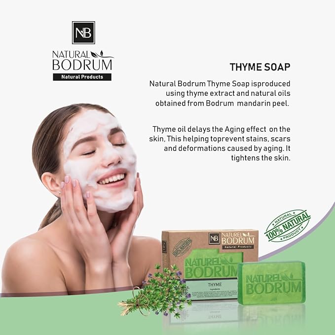 Thyme Organic Soap Bar for Women and Men, Pack of 2 Glycerin Soap Bars - Clarifying Facial & Body Bar Soap for Balanced Oily Skin - Natural & Vegan Spa Gift, for All Skin Types