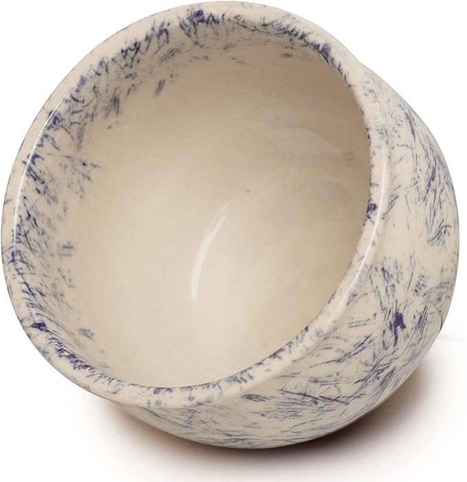 ETROVES Ceramic Shaving Bowl | Scuttle Leather Bowl for Men, Easy Leather Soap Bowl, 4 Inch, White Blue