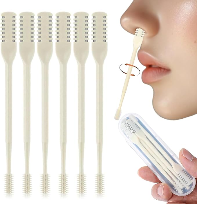 360° Nostril Hair Remover Tool,Portable Nose Hair Trimmer for Men Women,2-in-1 Nasal Hair Cutter,Upgrade Double Sided Nose Knife. (Cream, 6 Pcs)