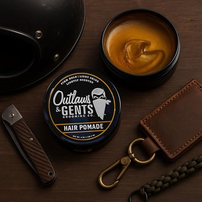Outlaws & Gents Grooming Co. Hair Pomade - Styling Pomade for Men with Firm Hold and Light Shine - Perfect for Classic and Modern Hairstyles