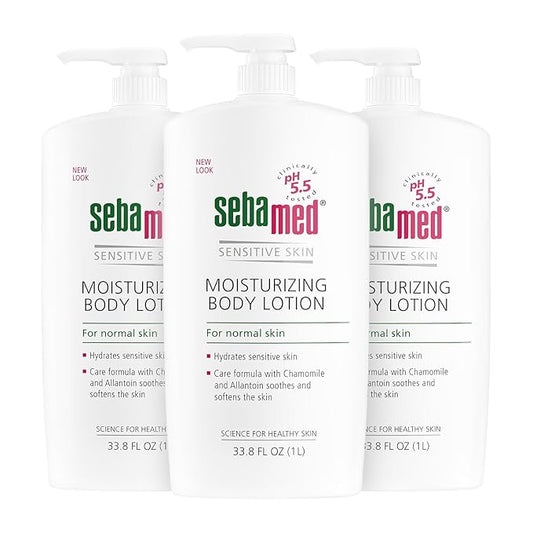 SEBAMED Moisturizing Body Lotion pH 5.5 for Sensitive Skin Dermatologist Recommended Paraben-Free Moisturizer 33.8 Fluid oz (1 Liter) Pack of 3