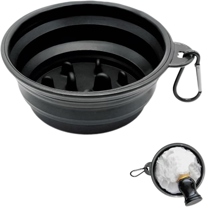 Foldable Shaving Bowl with Carabiner, Silicone Shave Mug for Men, Quick Lather Shaving Cream Bowl, Portable Travel Shaving Soap Bowl, Non-Slip Base, Lightweight Collapsible Design