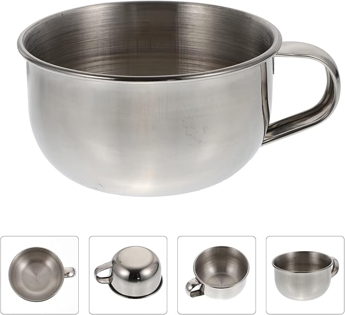 LIFKOME Stainless Steel Shaving Soap Bowl Bubbling Bowl Handle for Men Shaving Mugs Bubble Brush
