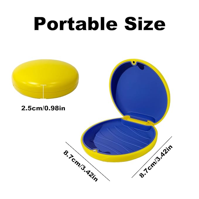 2PCS Retainer Case Compatible with Invisalign,Cute Slim Aligner Case,Customized Magnetic Closure Orthodontic Retainer Cases (2 Pack Yellow + Navy Blue Silicone)